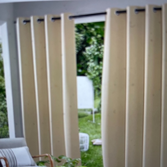 RYB HOME Beige Windproof Outdoor Curtains with Grommets at Both Top and Bottom - Picture 2 of 7
